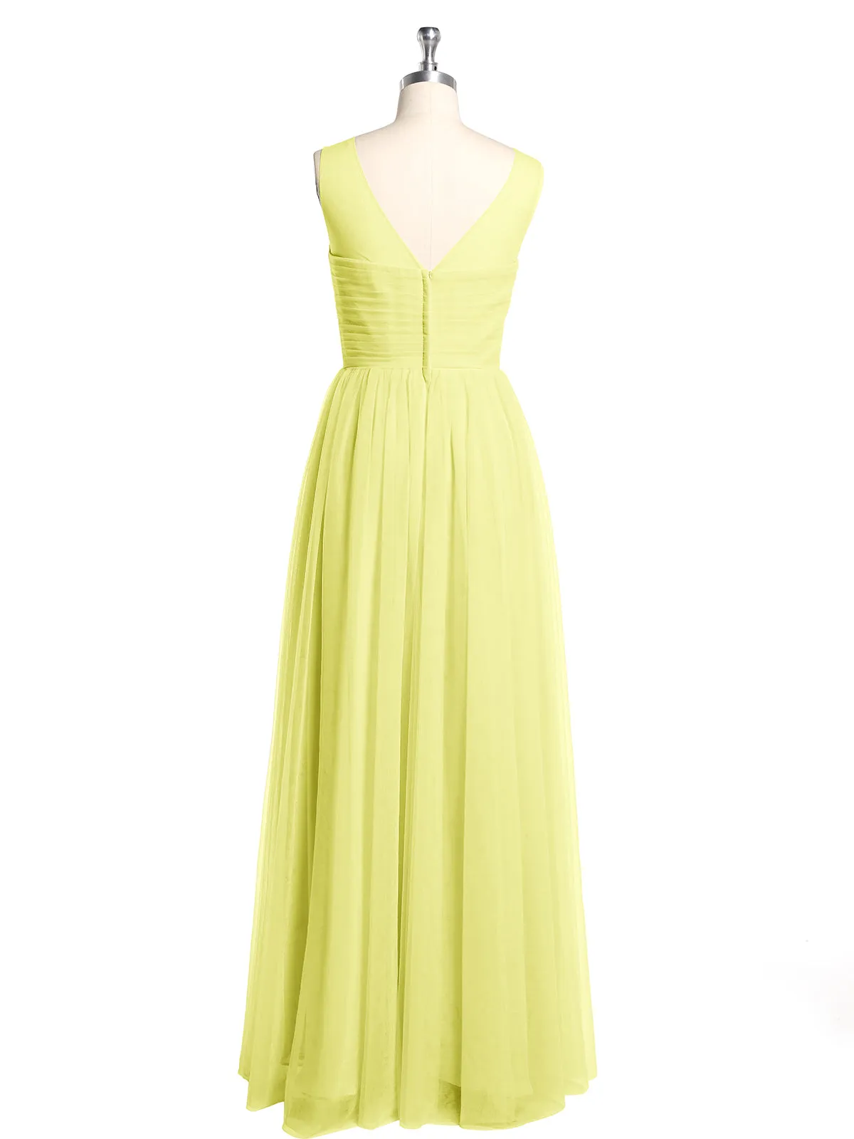 Illusion Neck Cross Tulle Bridesmaid Dresses-Daffodil Plus Size