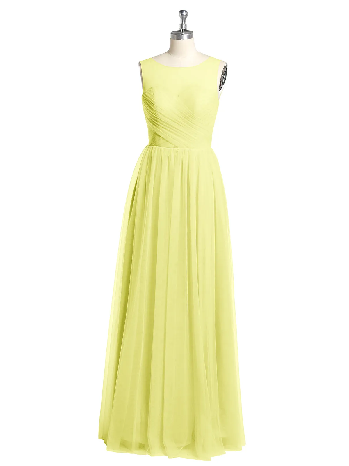 Illusion Neck Cross Tulle Bridesmaid Dresses-Daffodil Plus Size