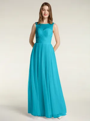 Illusion Neck Cross Tulle Bridesmaid Dresses-Jade