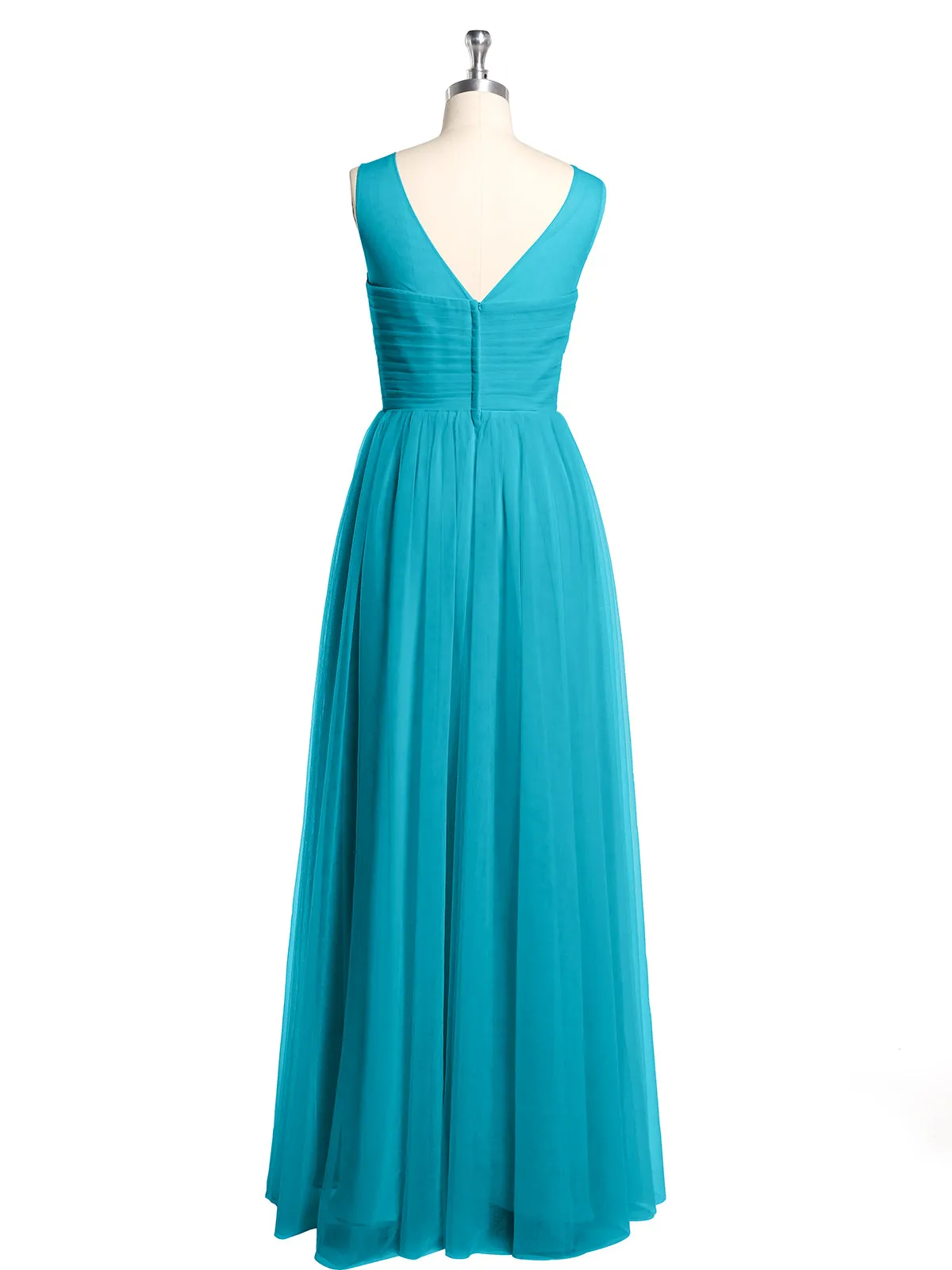 Illusion Neck Cross Tulle Bridesmaid Dresses-Jade