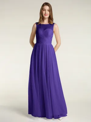Illusion Neck Cross Tulle Bridesmaid Dresses-Regency Plus Size
