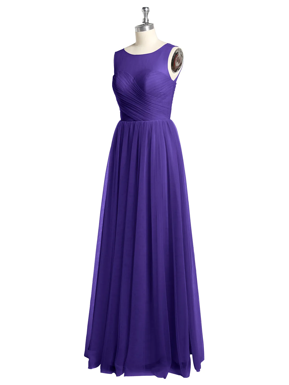 Illusion Neck Cross Tulle Bridesmaid Dresses-Regency Plus Size