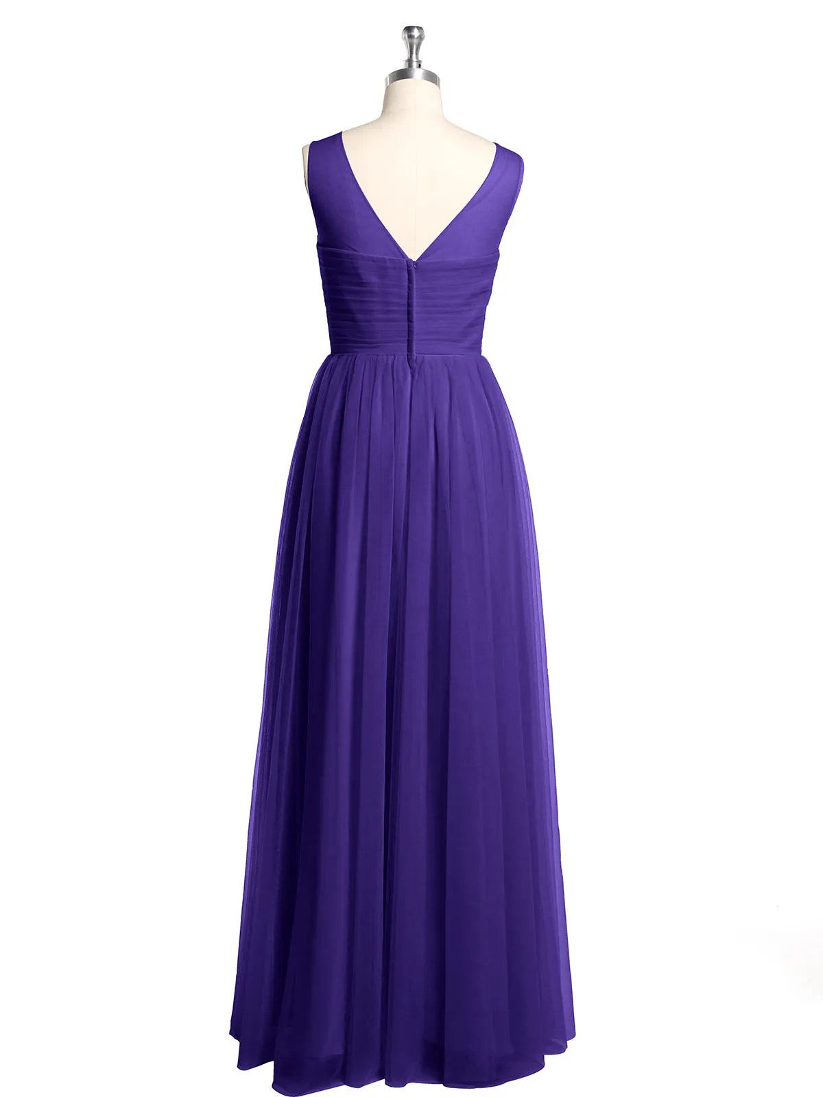 Illusion Neck Cross Tulle Bridesmaid Dresses-Regency Plus Size