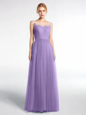 Illusion Neckline Lace and Tulle Maxi Dress-Tahiti