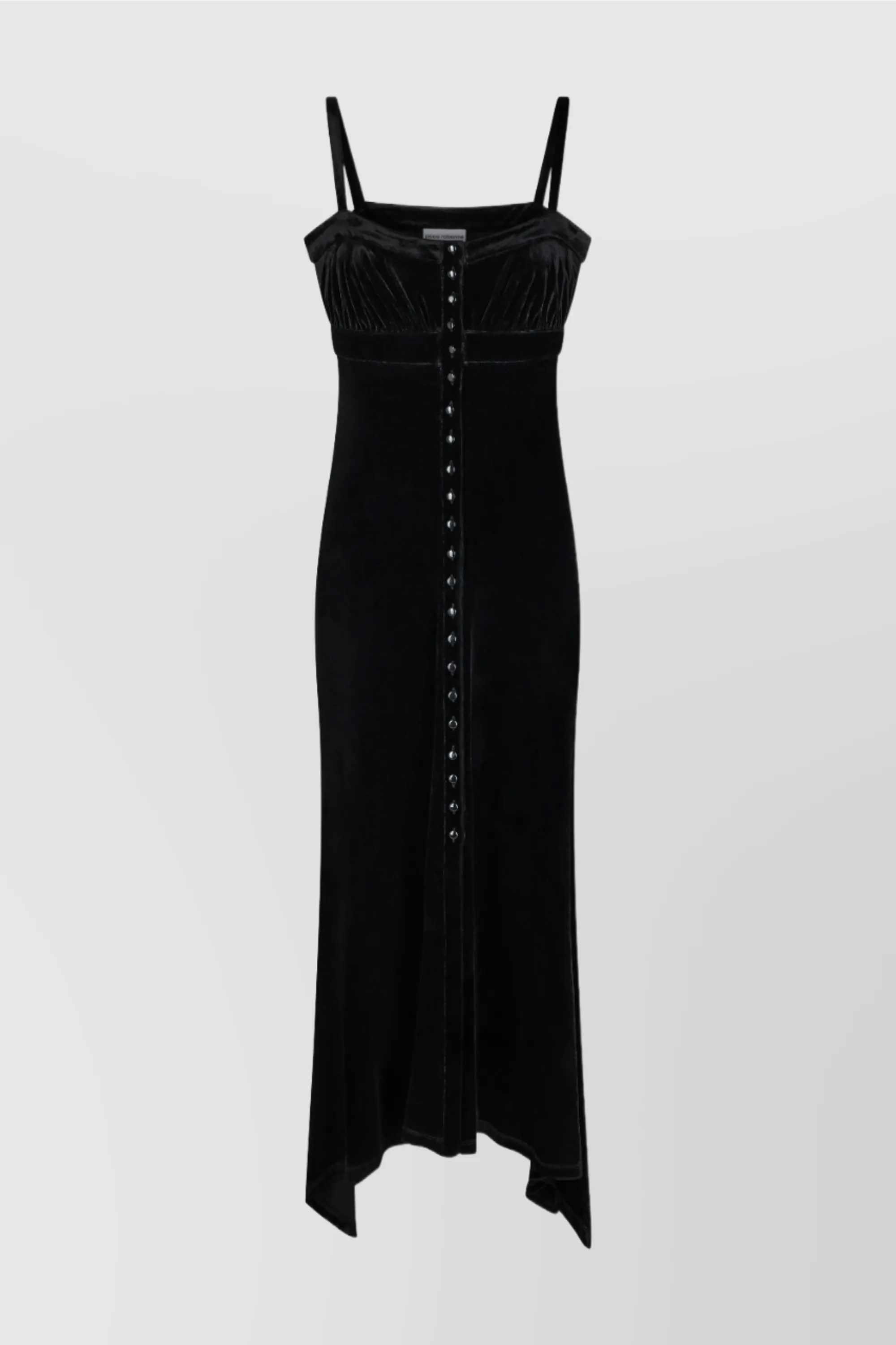 Jersey velvet maxi slip dress with handkerchief hem