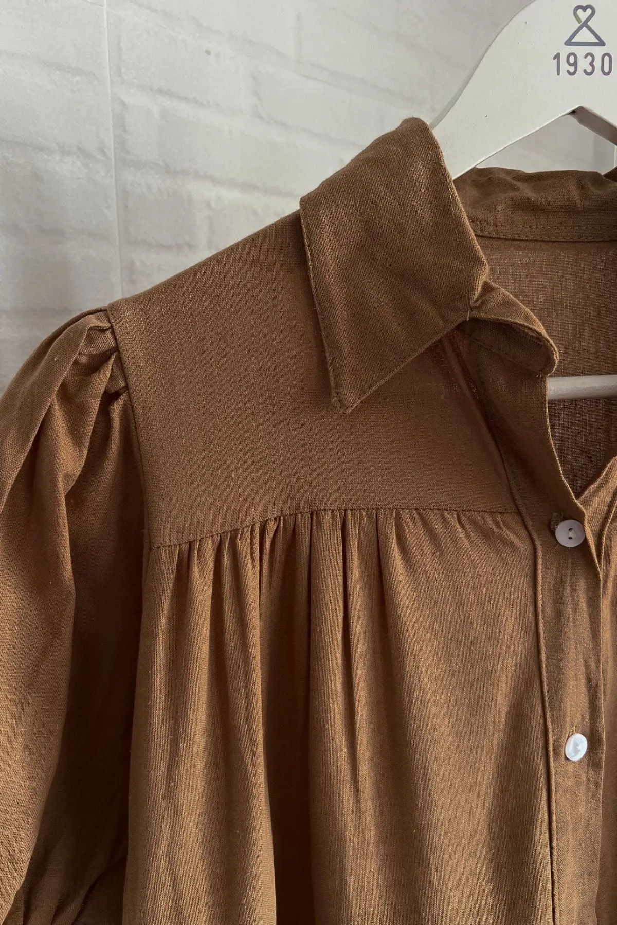 JULES Button-down Tiered Mini Dress (Mocha)