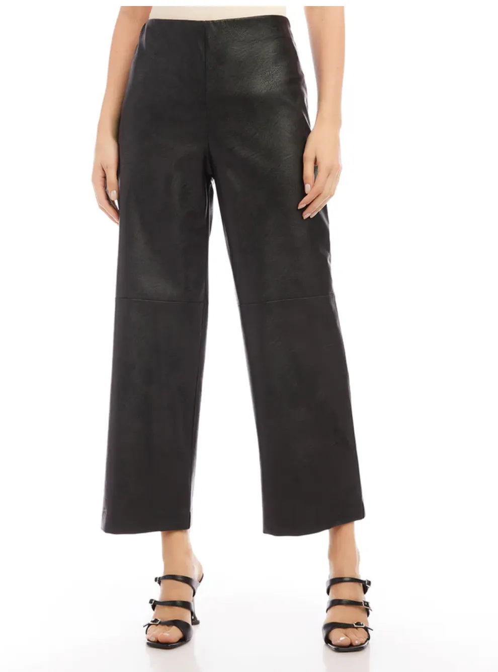 Karen Kane - Cropped Vegan Leather Pants - Black