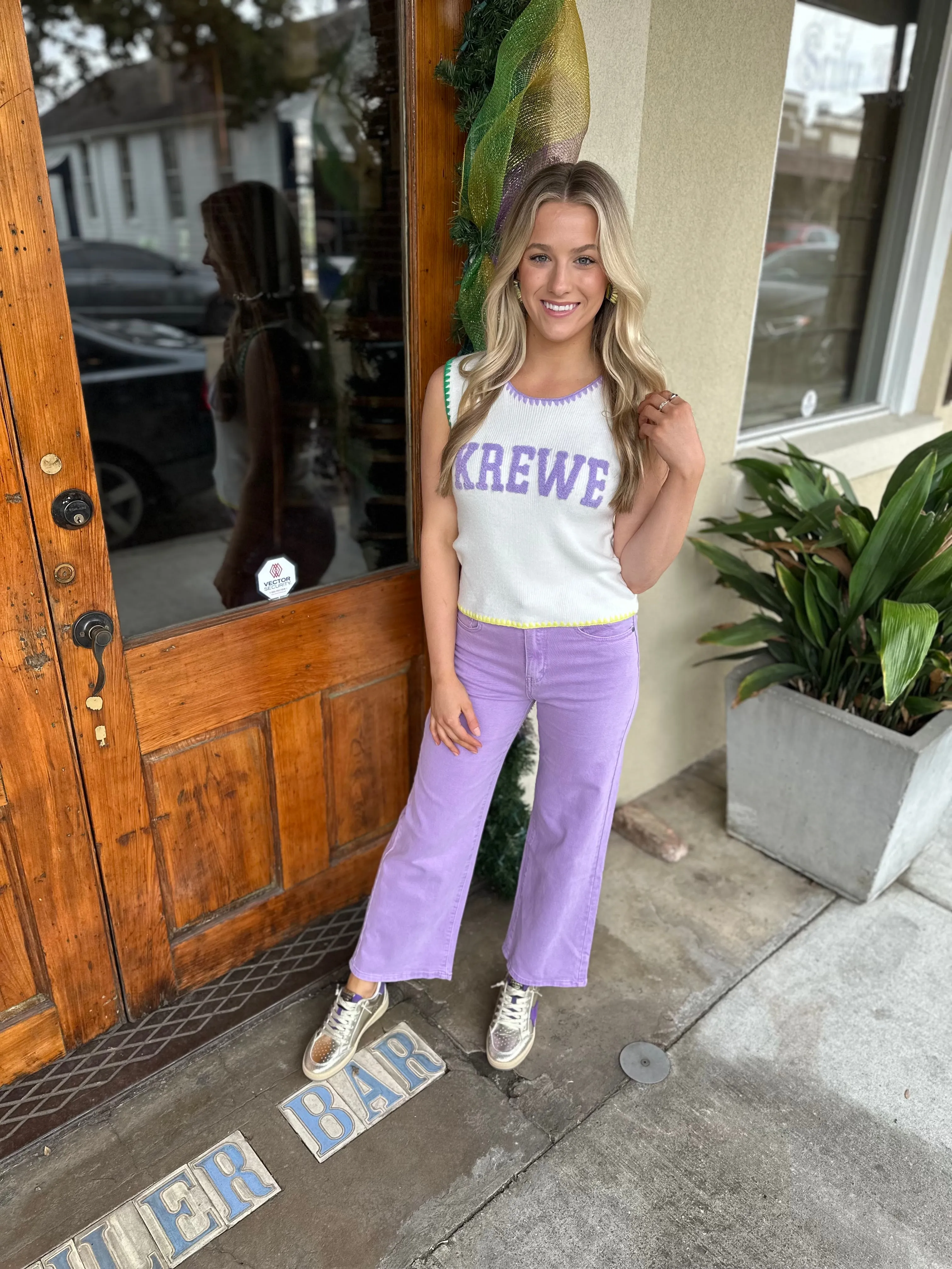 Krewe Knit Tank- Ivory