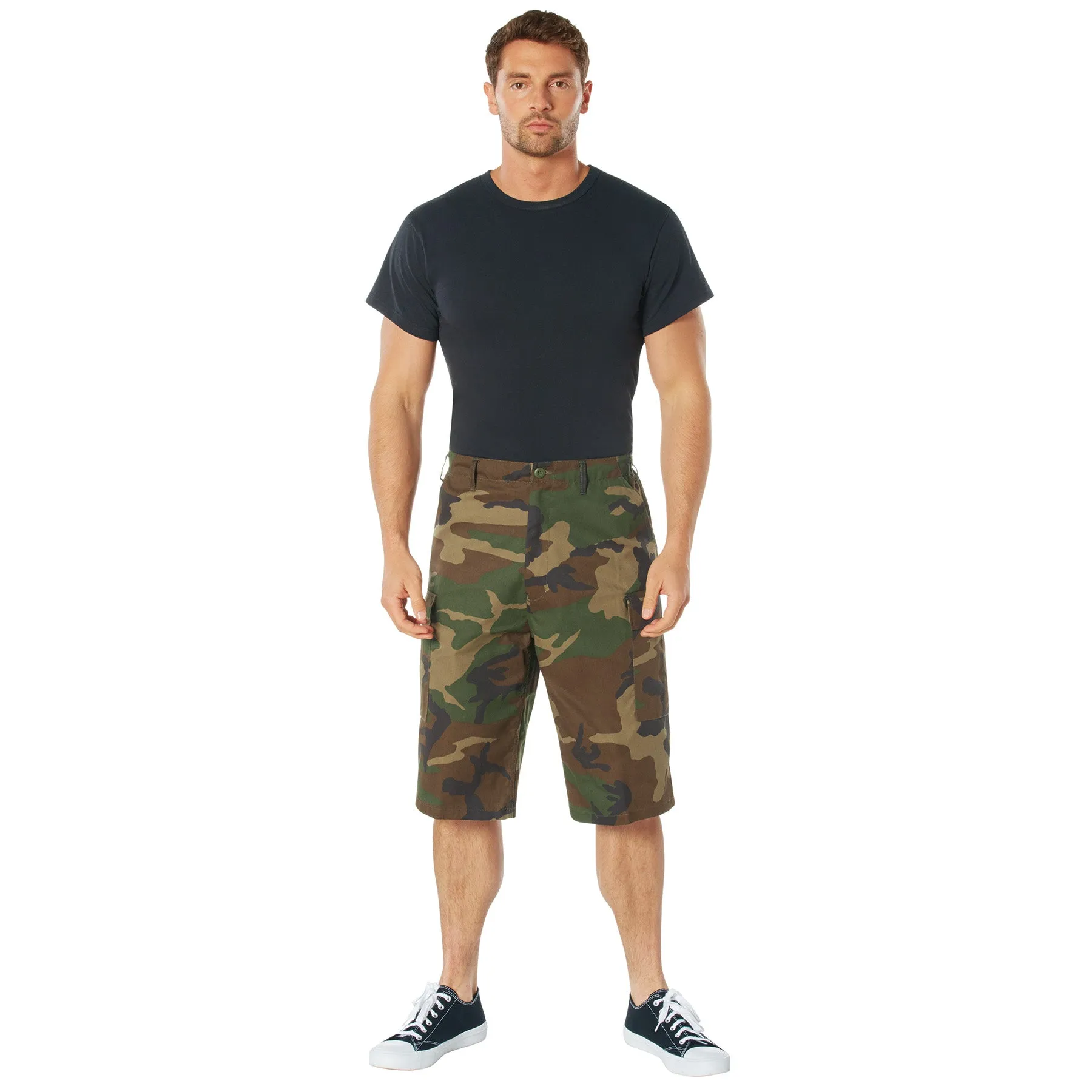 Long Length Camo BDU Shorts- Woodland Camo