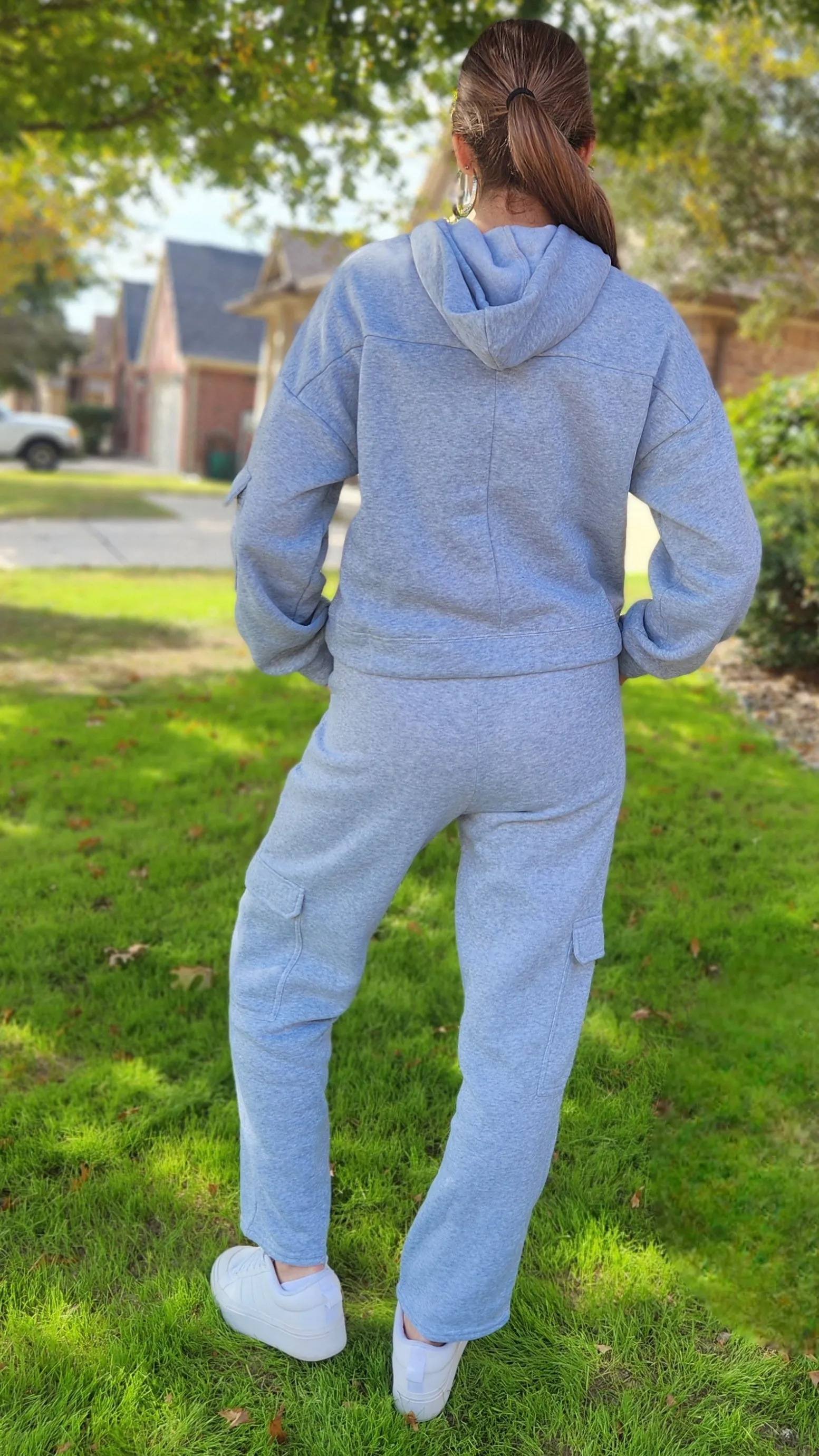 Look Cool and Comfortable Jogger Set-Heather Grey