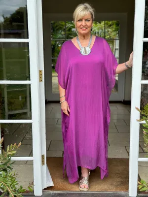 Lucia Silk Dress | Magenta