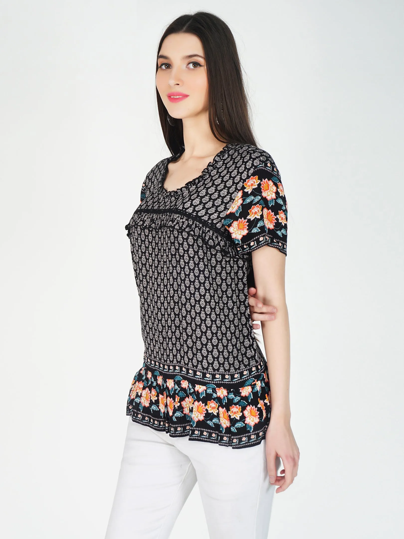 Mable Top with Designer lace