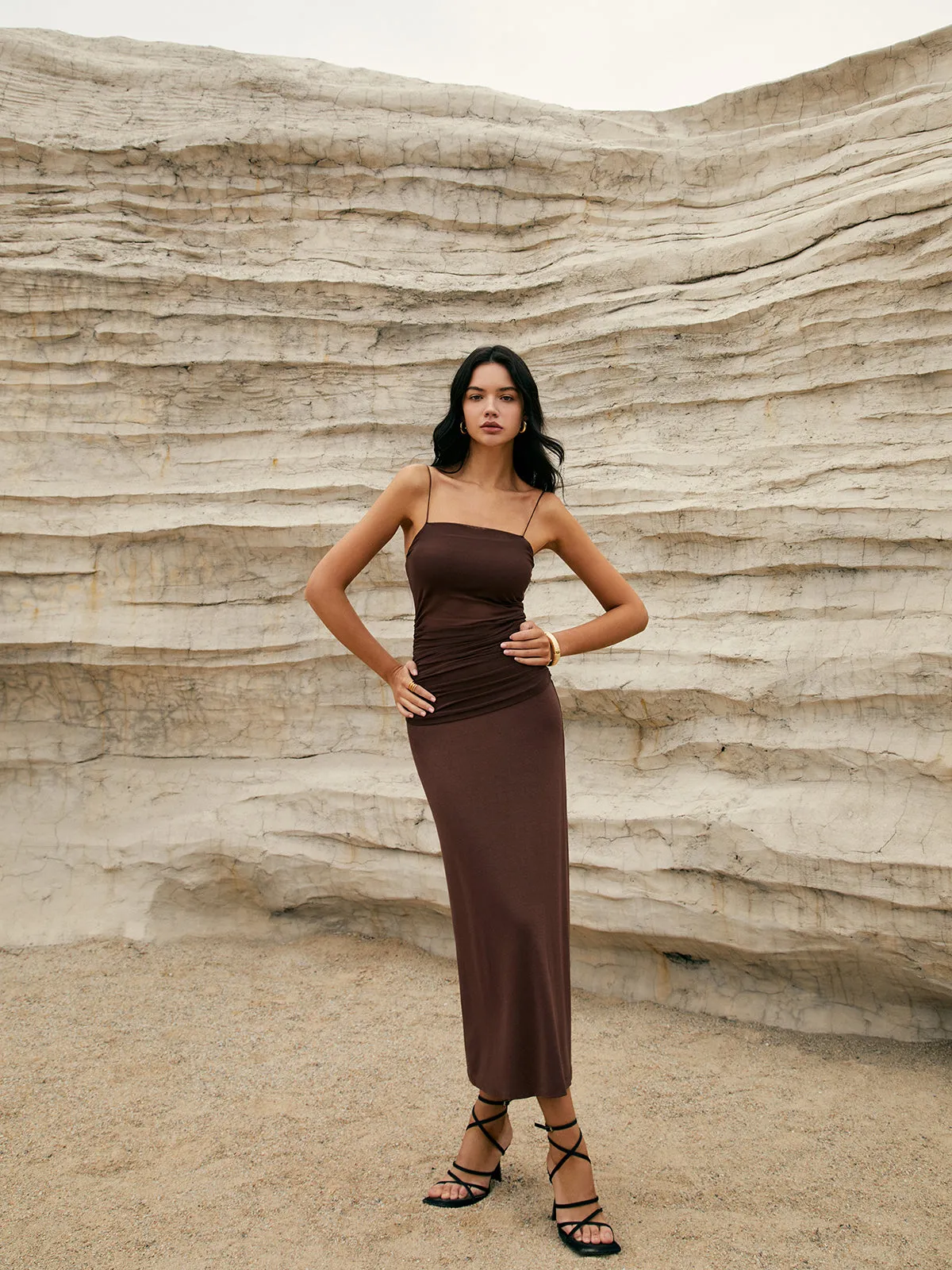 Maillard Patchwork Graceful Cami Long Dress