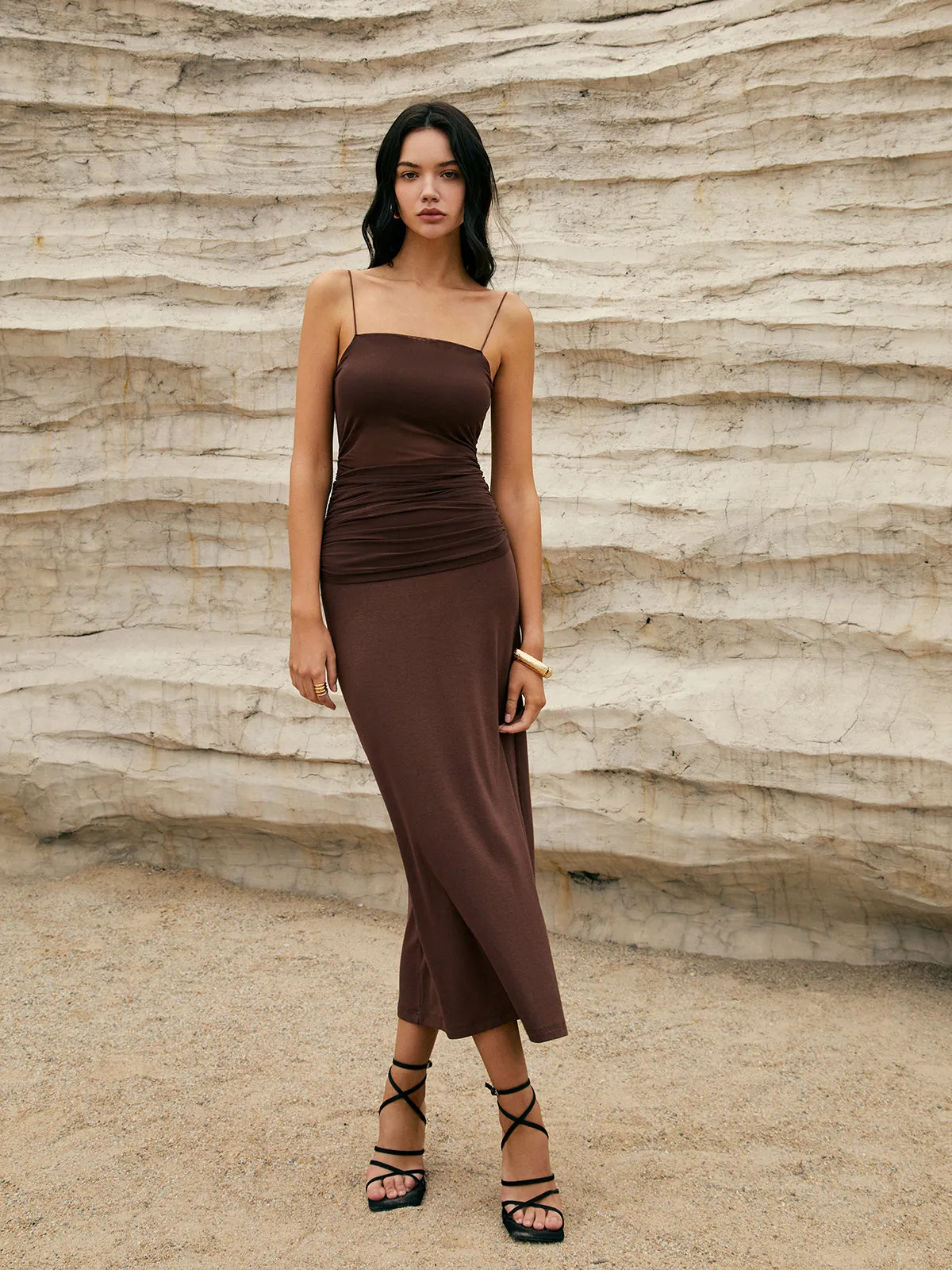 Maillard Patchwork Graceful Cami Long Dress