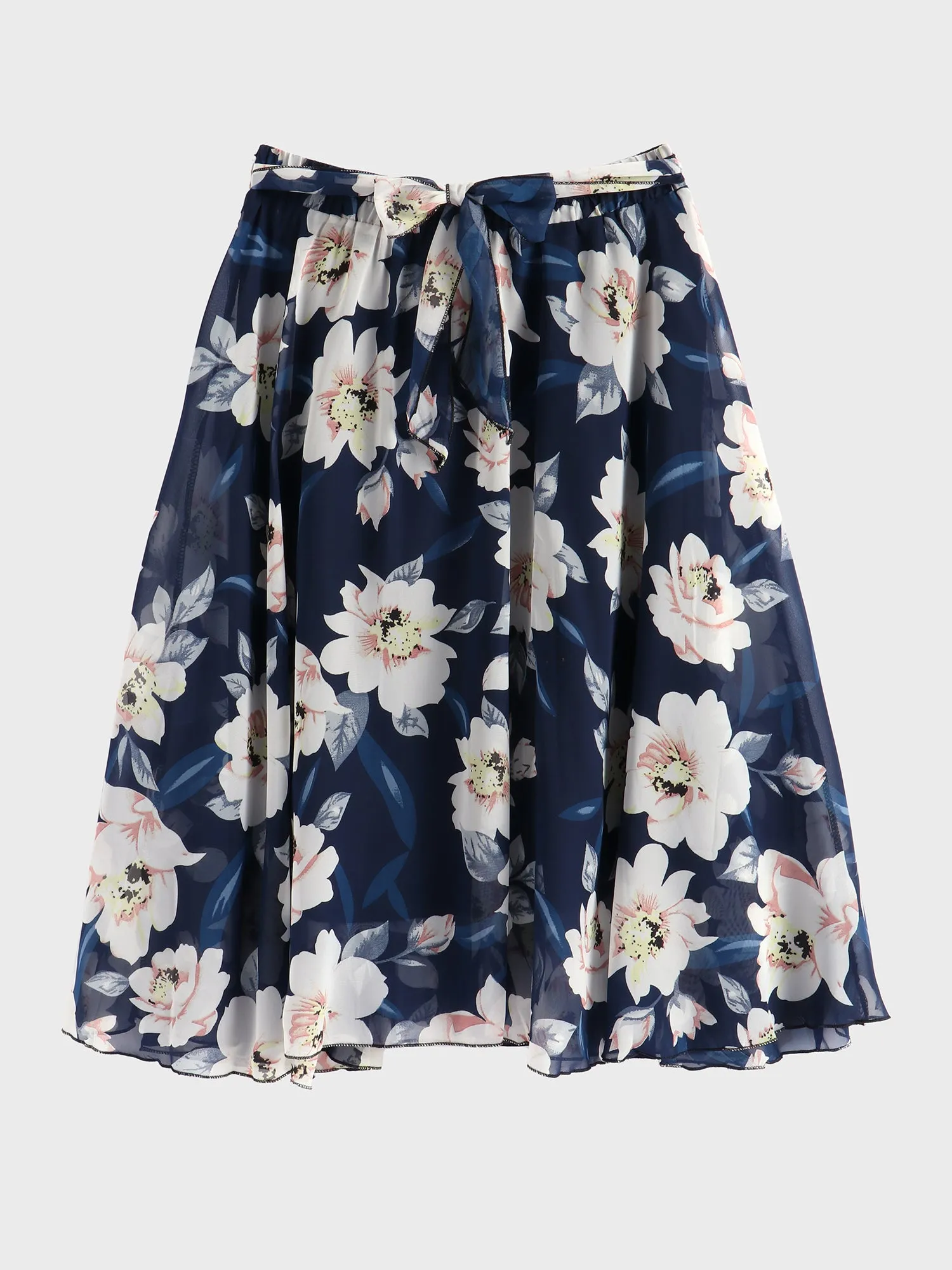 Midsize Floral Tie Ruffle Skirt