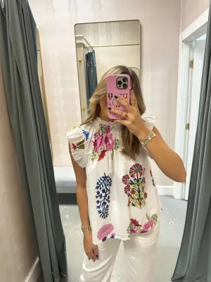 Morgan Floral Mock Neck Top