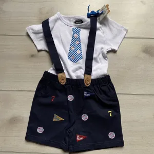 NEW Mud Pie Baseball Suspender Short Set