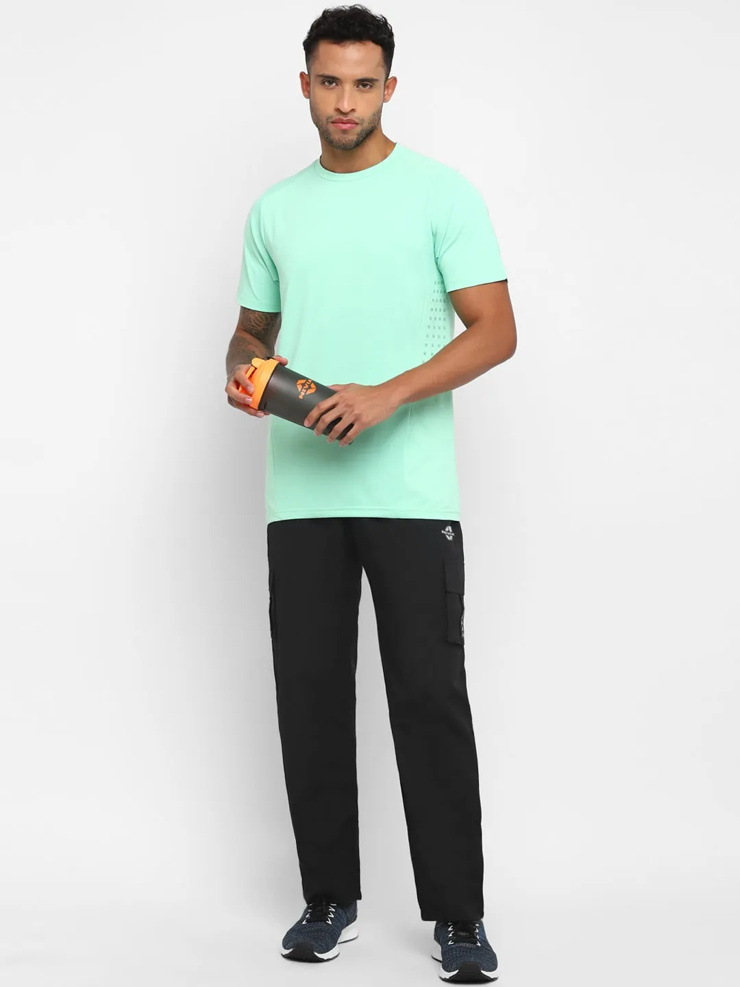 Nivia Cargo Pants for Men/Micro Chex Fabric trackpants with Velcro Pocket -Black(S)