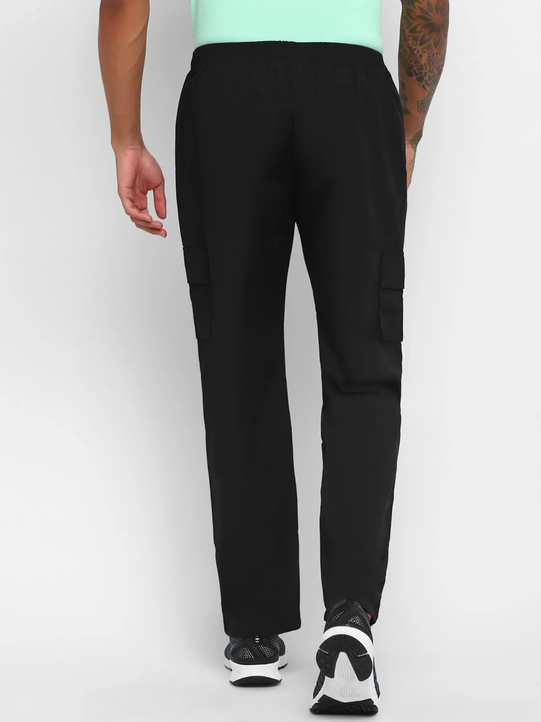 Nivia Cargo Pants for Men/Micro Chex Fabric trackpants with Velcro Pocket -Black(S)