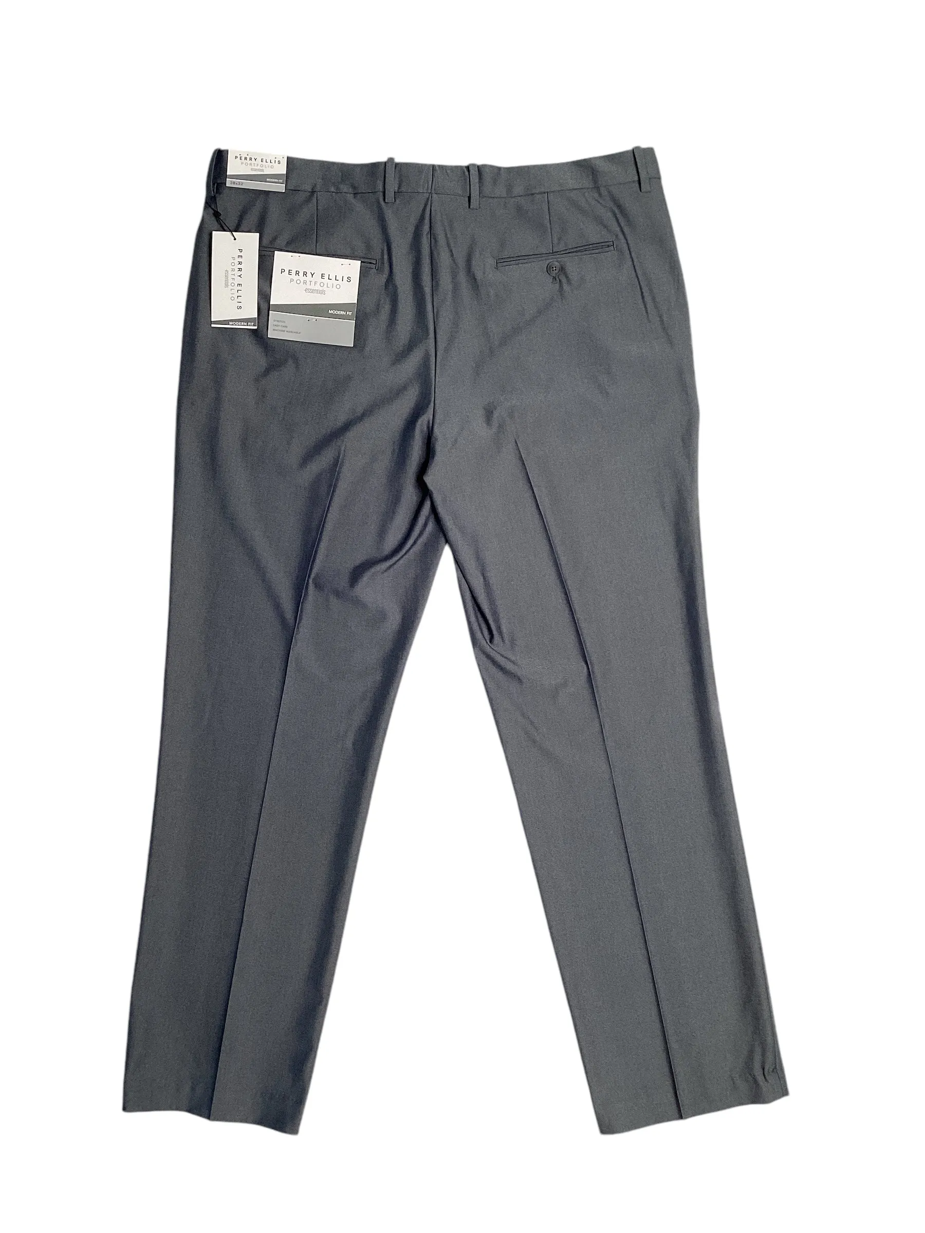 Perry Ellis Portfolio Mens Check Suit Dress Pants Med Grey 40 x 30