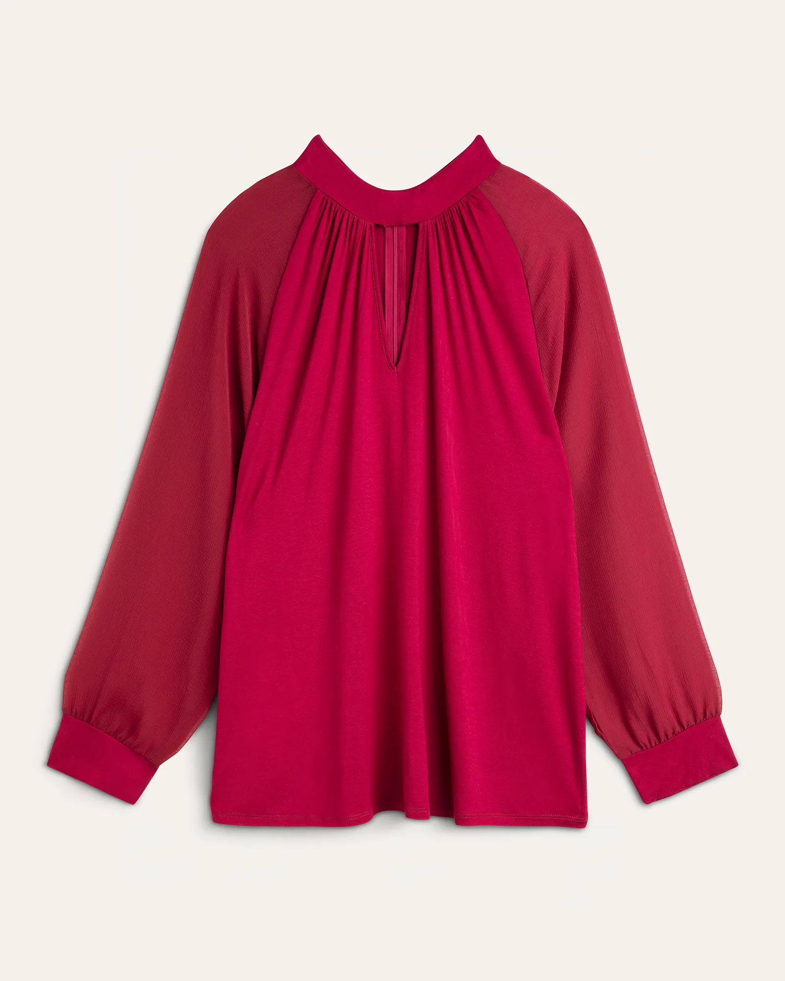 Philipa Mock-Neck Keyhole Top | Burgundy