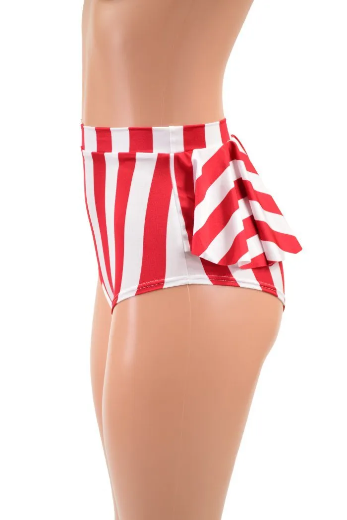 Red & White Stripe Ruffle Rump Siren Shorts