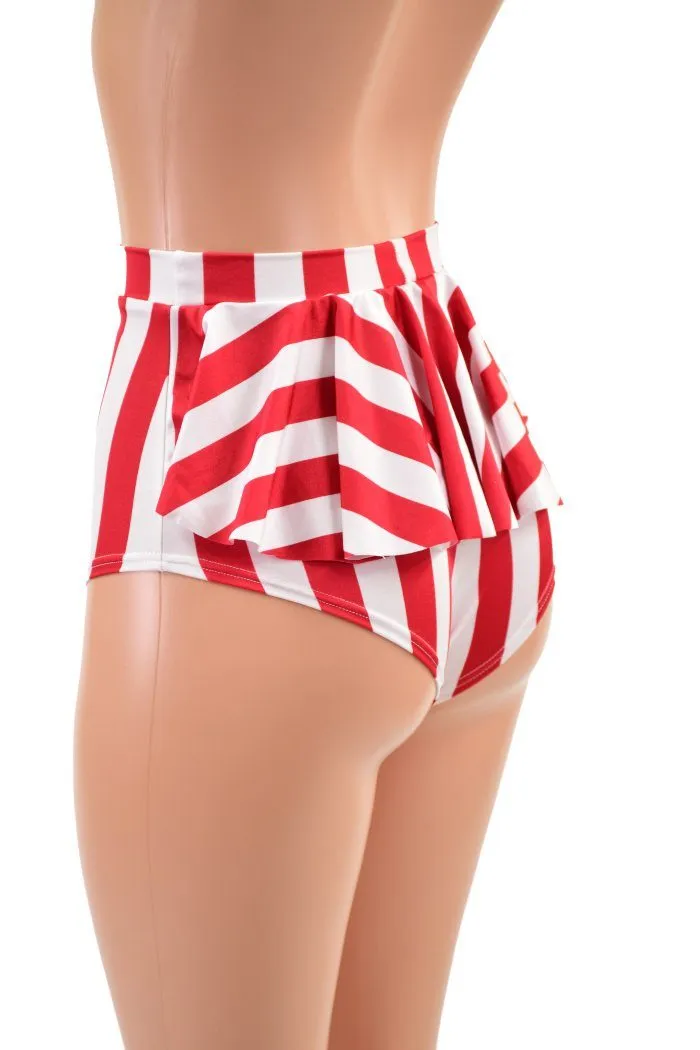Red & White Stripe Ruffle Rump Siren Shorts