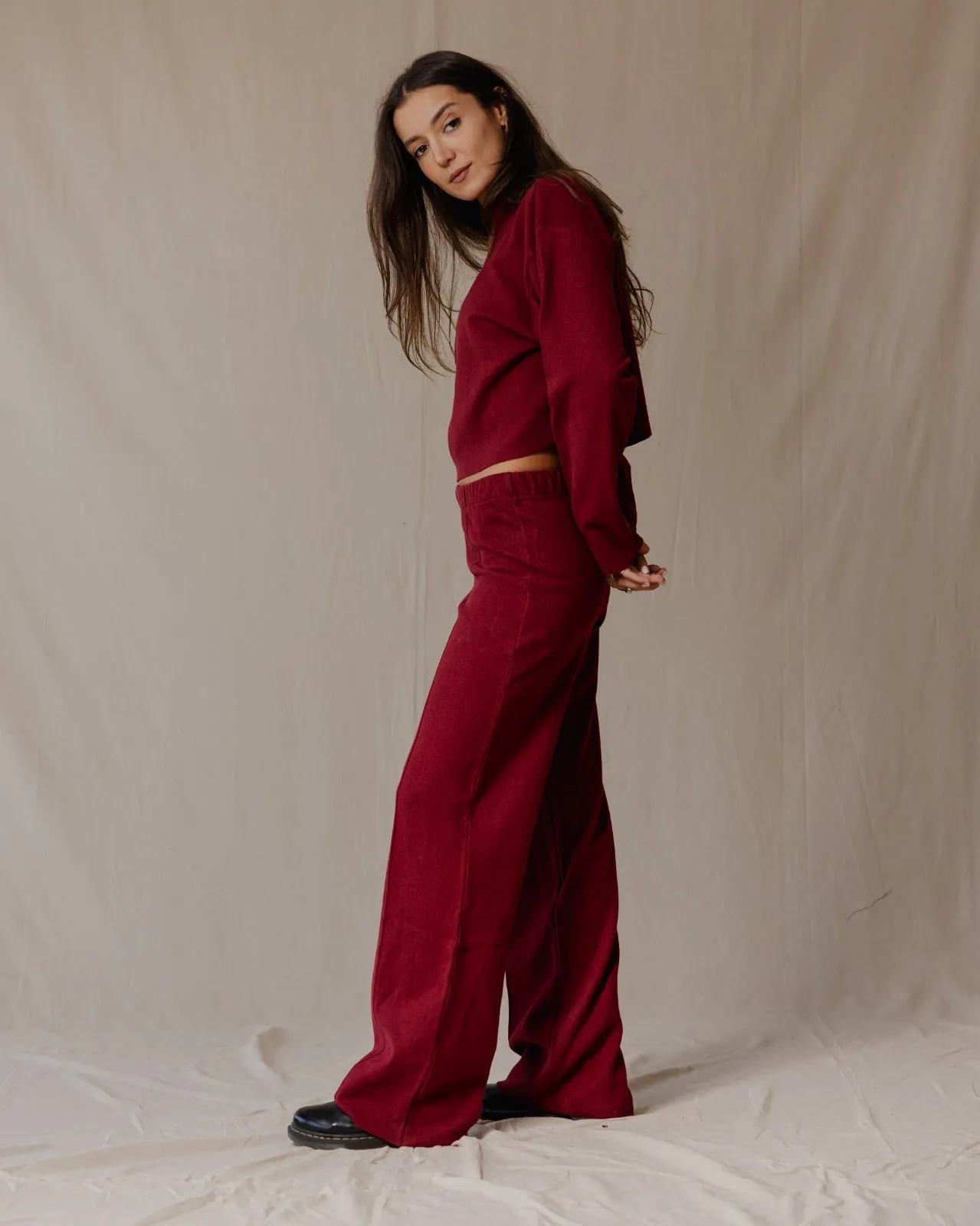Relaxed Cashmere Set Burgundy
