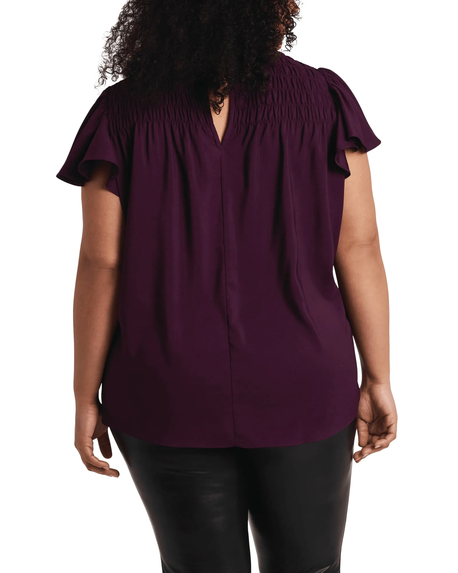 Remedy Smocked Mock Neck Blouse | DEEP PLUM-651