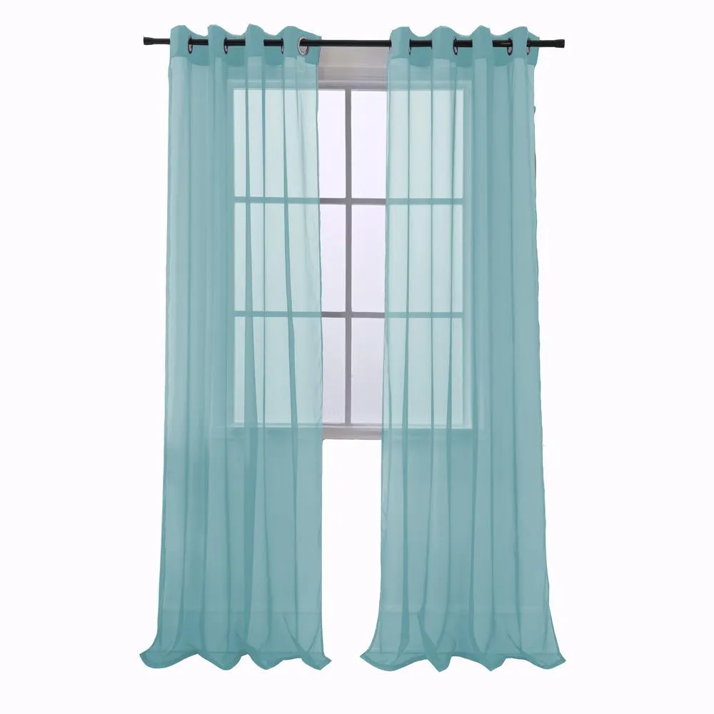 RT Designers Collection Cara One Sheer Grommet Light Filtering Curtain Panel 54" x 90" Aqua