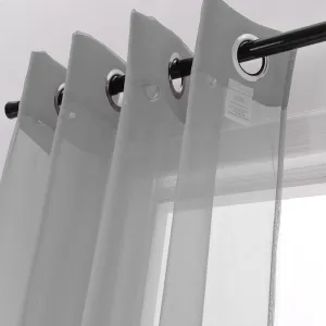 RT Designers Collection Cara One Sheer Grommet Light Filtering Curtain Panel 54" x 90" Grey