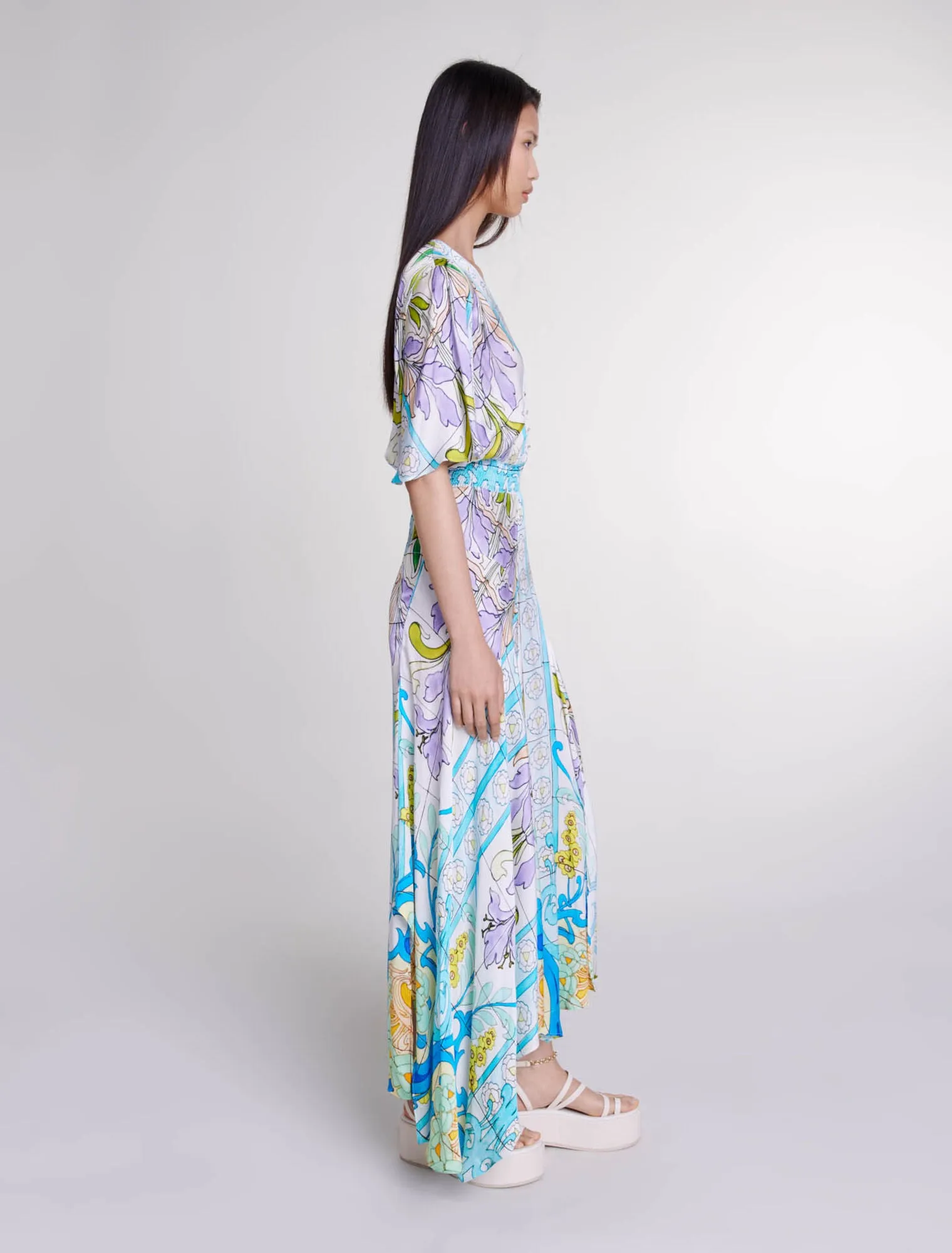 Satin-look patterned maxi dress