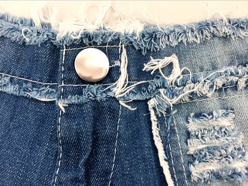 Sexy Spice Girls' Lace-up Low-rise Denim Hot Shorts With Tassel