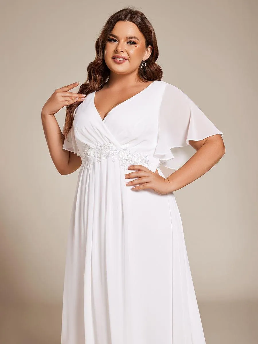 Short Sleeve V Neck Knee Length Mother of the Bride Dress