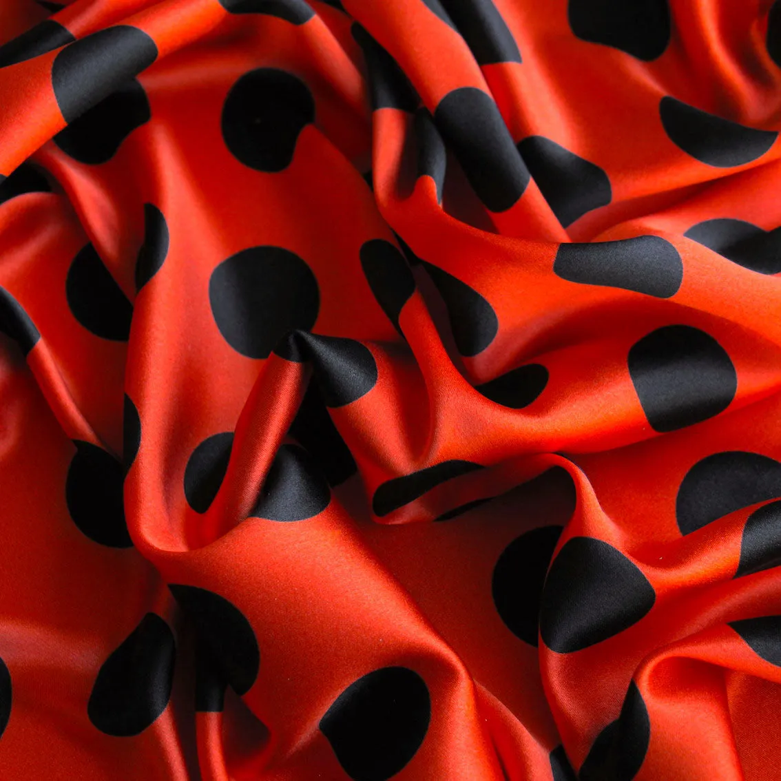 Spotted Orange Silk Satin
