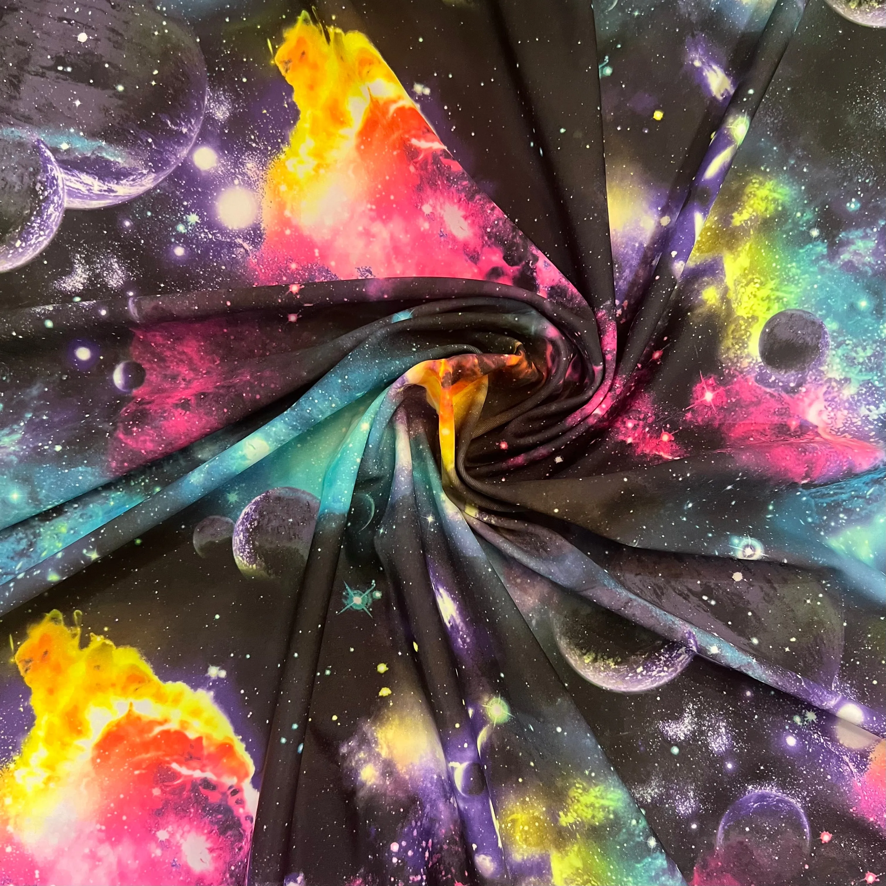 UV Glow Galaxy Print Spandex Fabric