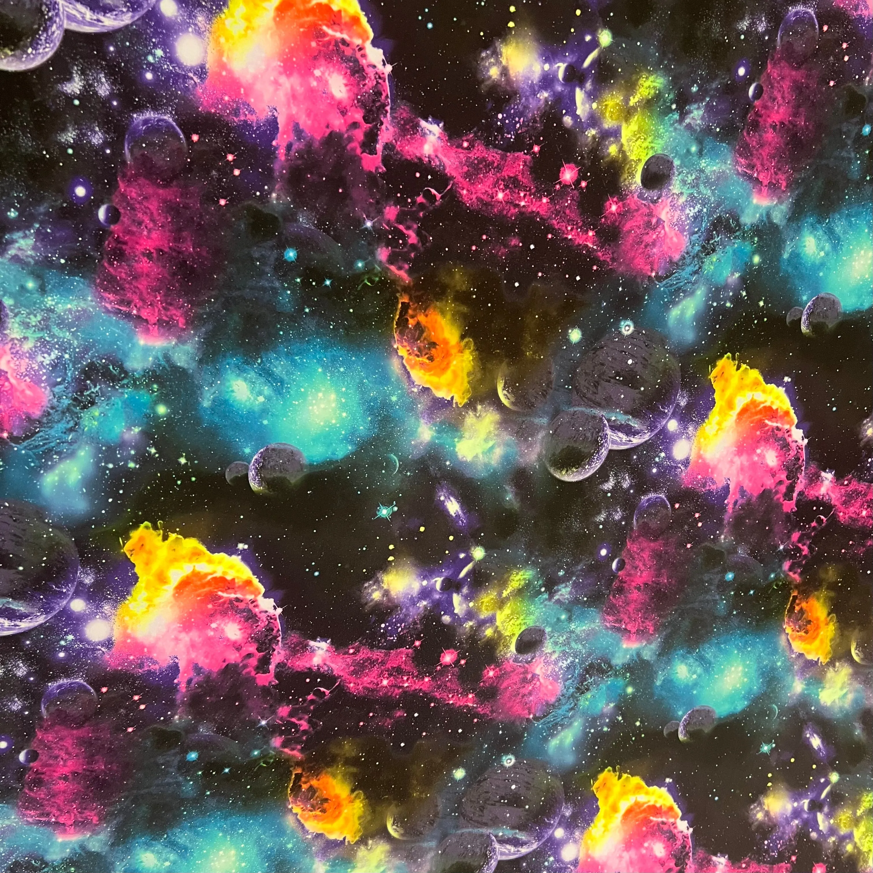 UV Glow Galaxy Print Spandex Fabric