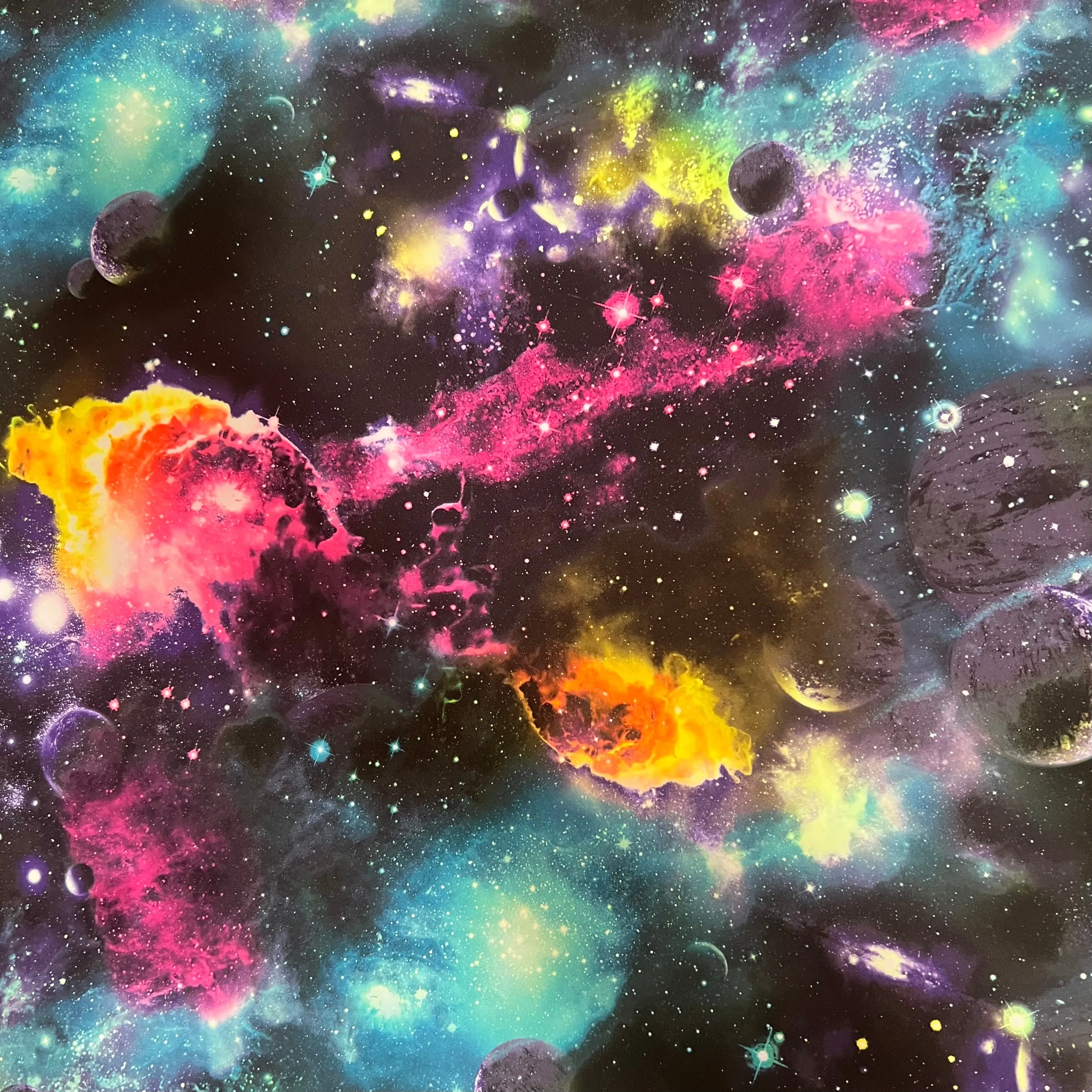 UV Glow Galaxy Print Spandex Fabric