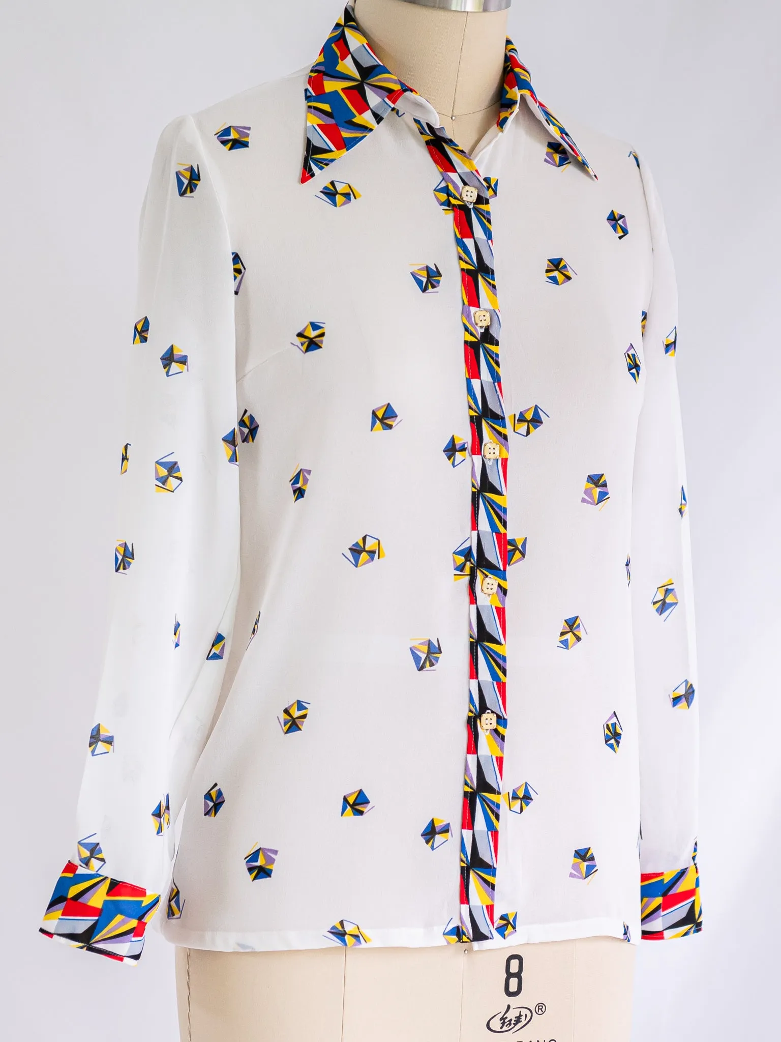 Vintage Chiffon Nautical Print Full Sleeved Blouse