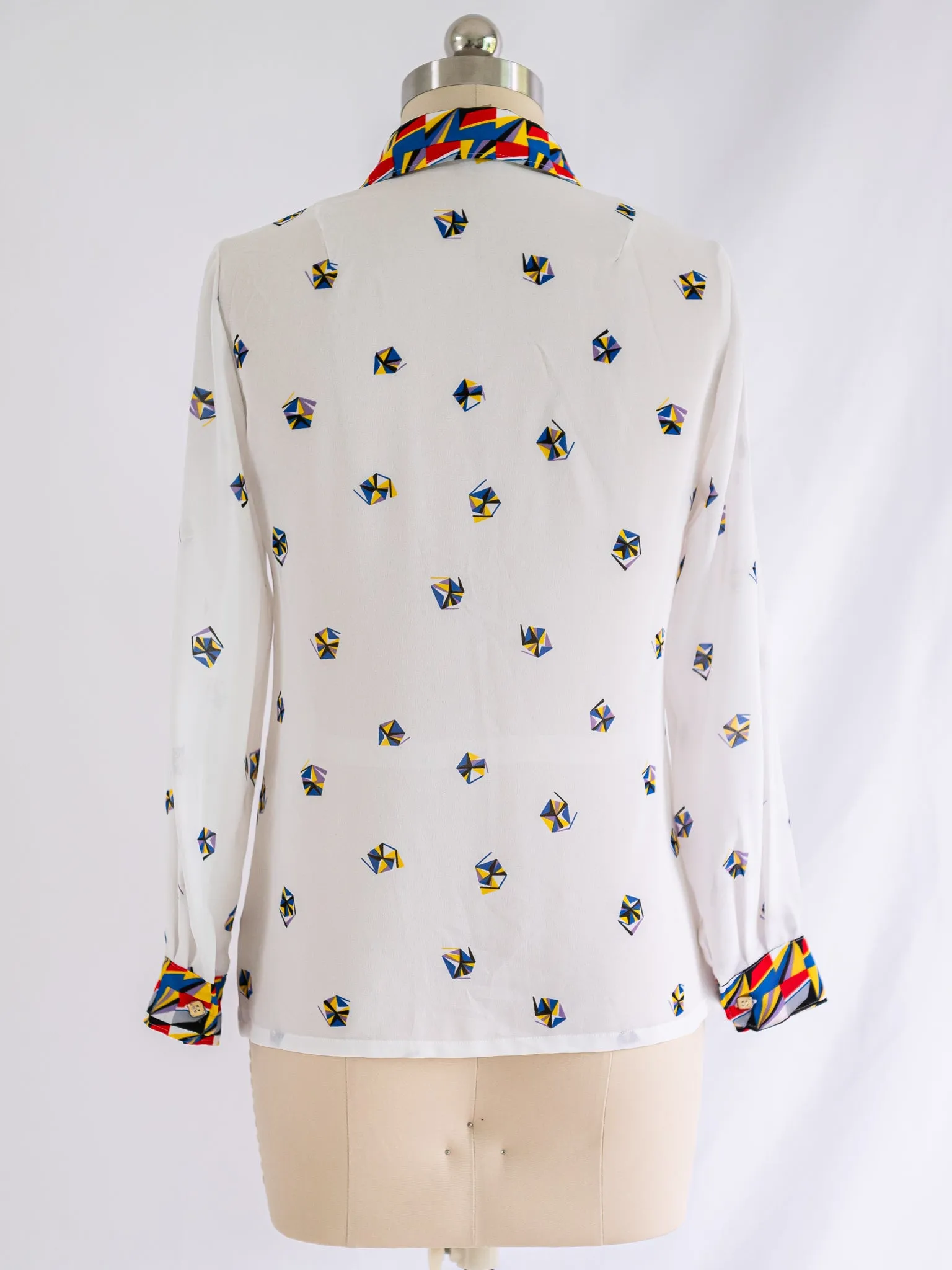 Vintage Chiffon Nautical Print Full Sleeved Blouse