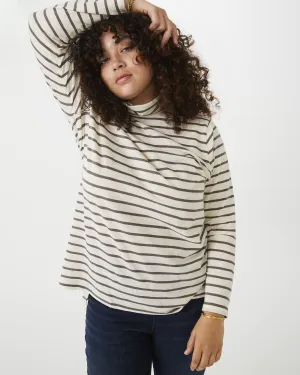 Whisper Cotton Turtleneck | Ivory / Forest Green