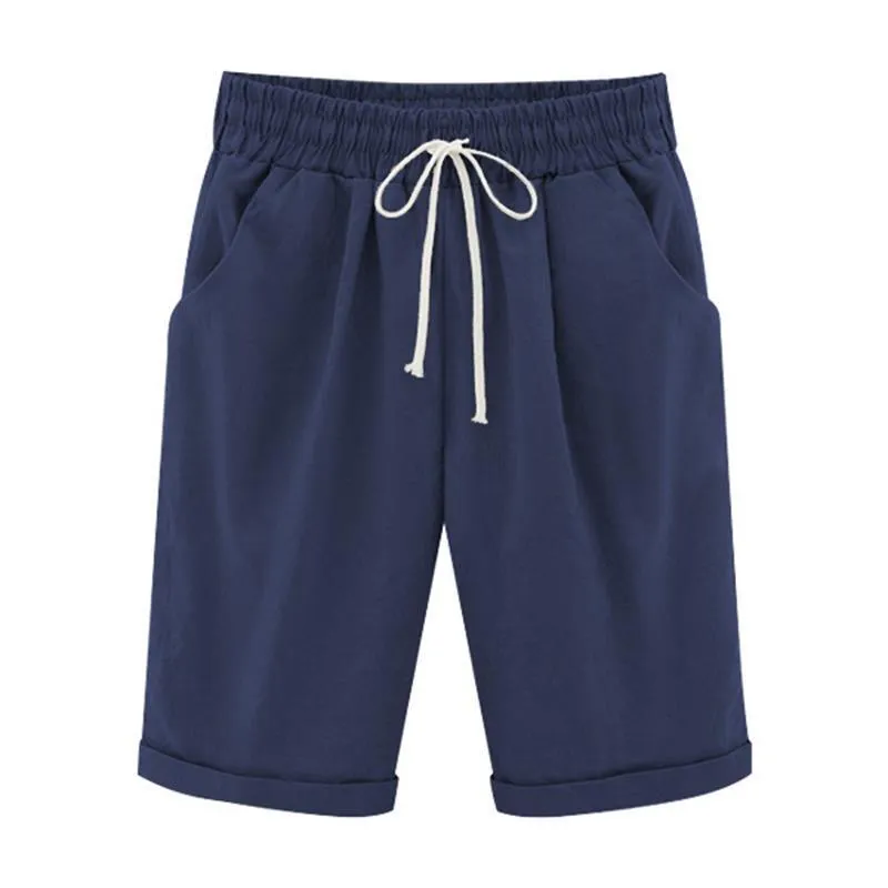 Women's Elastic Waist Casual Comfy Beach Shorts with Pockets