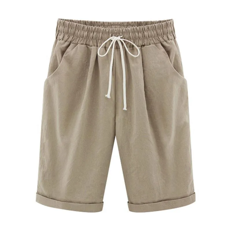 Women's Elastic Waist Casual Comfy Beach Shorts with Pockets